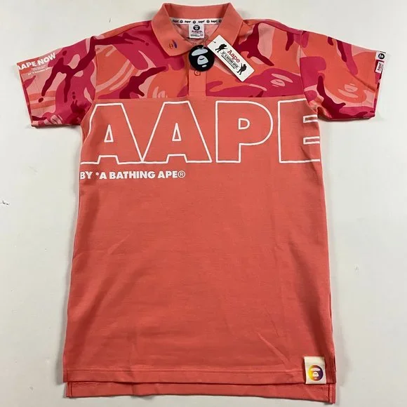 Bape | Shirts | Nwt Aape By A Bathing Ape Bape Spell Out Camo Polo